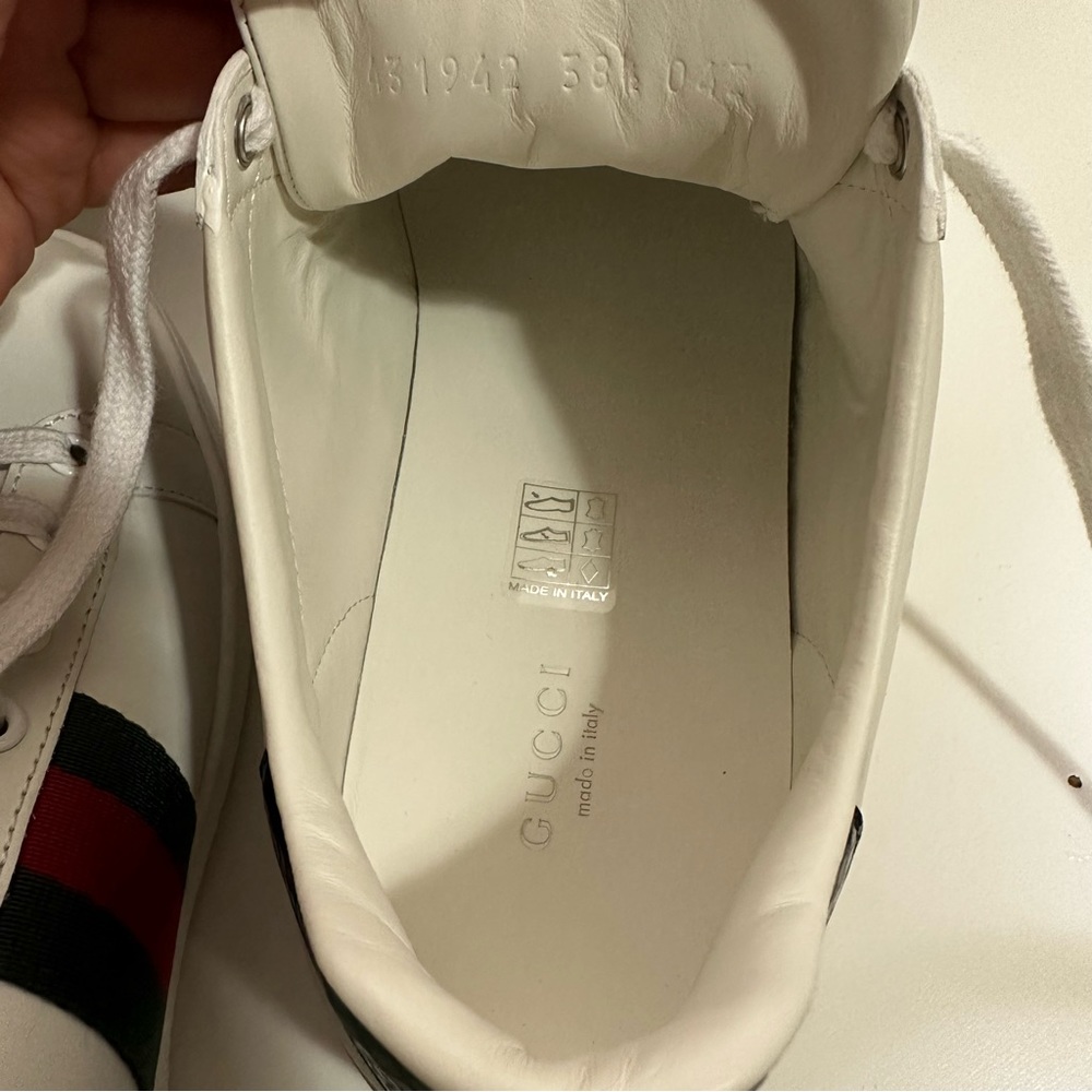 NEW Gucci new ace leather white sneakers bee size 38.5 - Picture 6 of 7